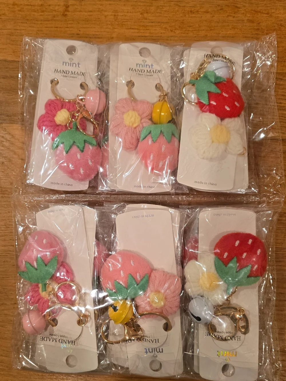 BULK Strawberry Flower And Bell Keychain
